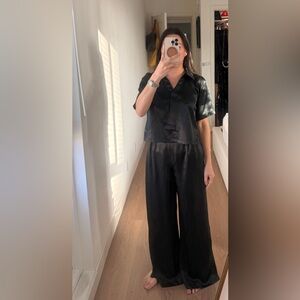 Satin Pajama Set Black XS Luxe Sleepwear Custom made